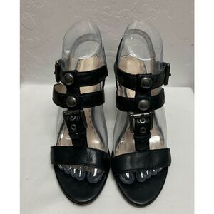 COACH Black Leather Buckle Straps High Heel Sandals‎